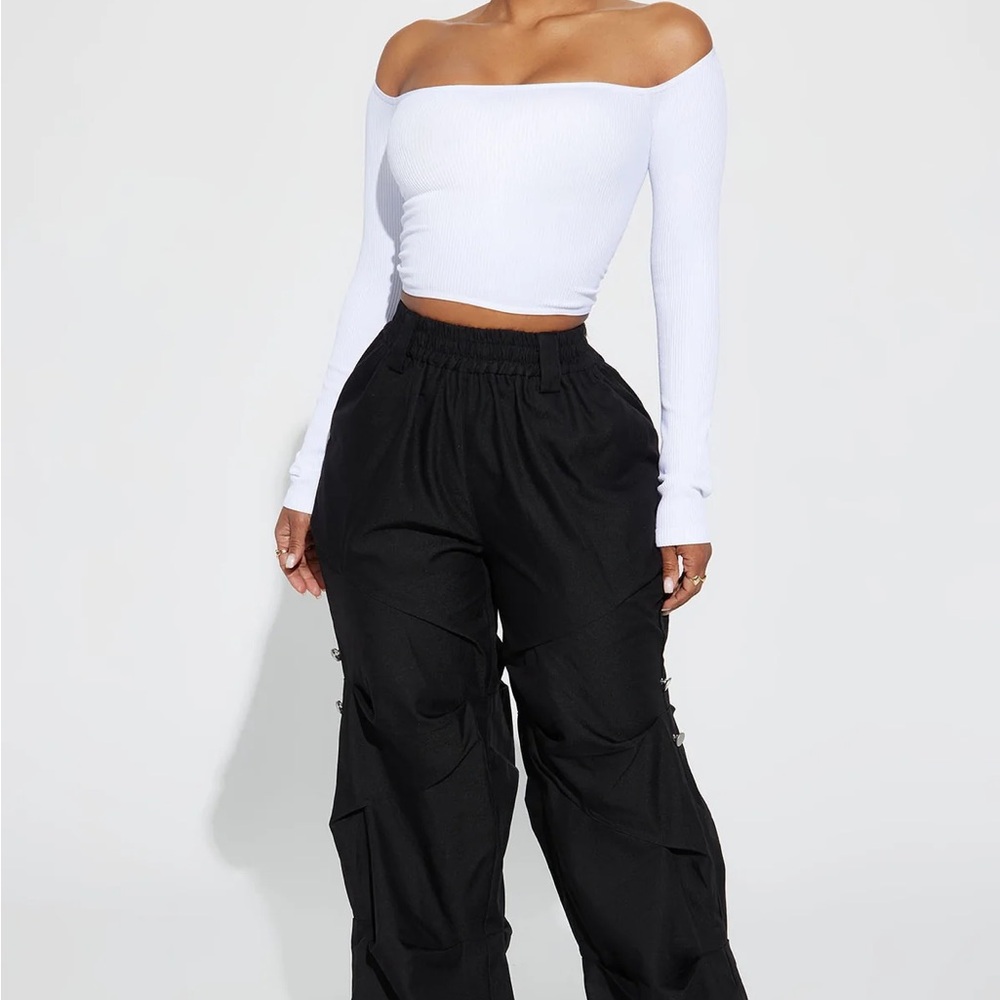 Fashion Nova Black Joggers with Button Detail